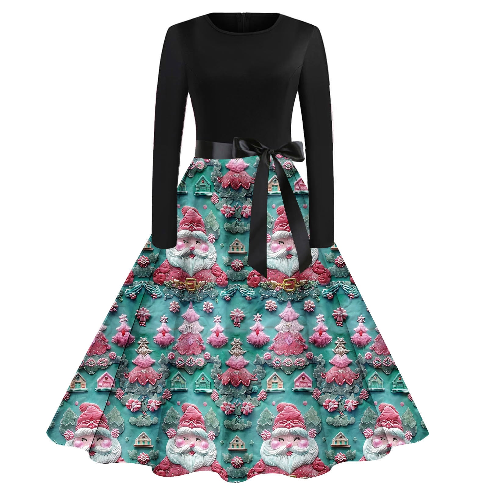 WMTBSRSW Christmas Cocktail Dresses Women Crewneck Long Sleeve Audrey