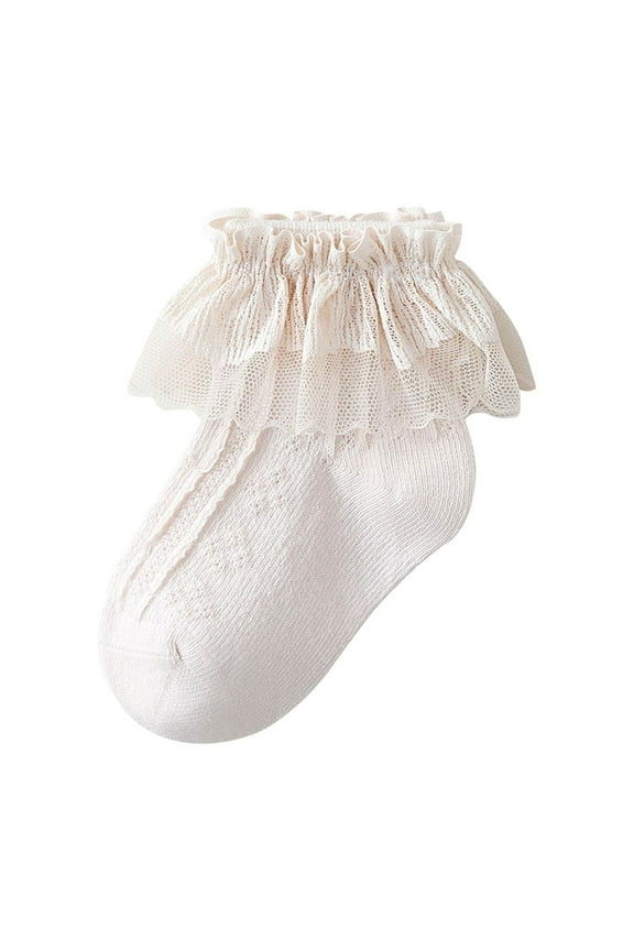 0-12 Years Baby Toddler Girls Princess Frilly Socks Lace Ruffle Soft Breathable Seamless Cotton Socks Summer Cute Fairy Socks for Dance Yoga