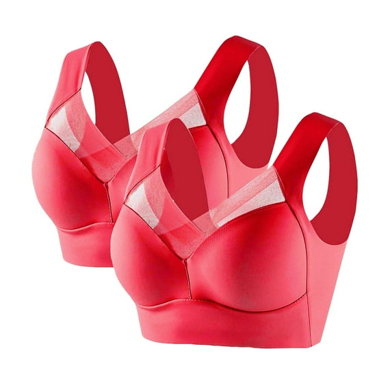 WMTBSRSW 2 Pack Plus Size Everyday Bras for Curvy Women ZenChic No Underwire Seamless Full Coverage Bralette Wireless Non-Padded Posture Correcting Bra