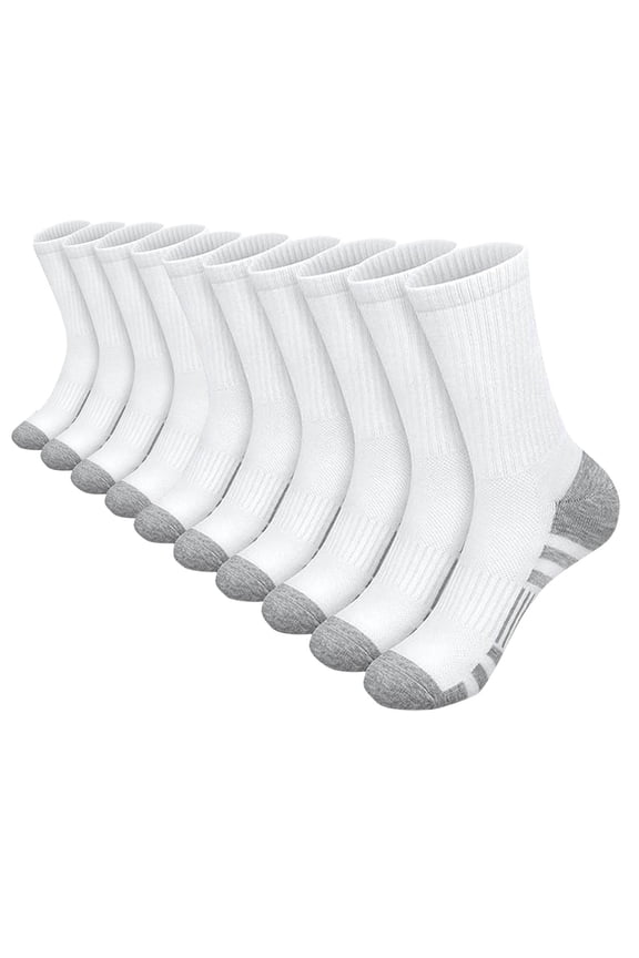 5 Pairs No Slip Crew Athletic Socks for Men Solid Breathable Cotton Dress Sock Moisture Wicking Cushion Crew Socks for Sport Running Traveling