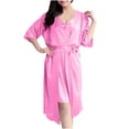 thumbnail image 1 of WMTBSRSW Free Size Robes Set for Womens Nightgown and 3/4 Sleeve Robe Set 2 Piece 3/4 Sleeve Ruffle Kimono Bathrobe Sets Spaghetti Strap Cami Sleepdress Sleepwear, 1 of 3