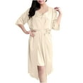 thumbnail image 1 of WMTBSRSW Free Size Robes Set for Womens Nightgown and 3/4 Sleeve Robe Set 2 Piece 3/4 Sleeve Ruffle Kimono Bathrobe Sets Spaghetti Strap Cami Sleepdress Sleepwear, 1 of 3