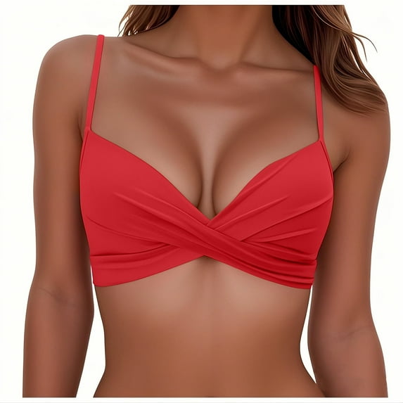 WMTBSRSW Push Up Bikini Tops for Women Adjustable Strap Bikini Tops Twist Front Swim Top Only Bra Padded Swimsuit Tops 2025 Bathing Suit Tops