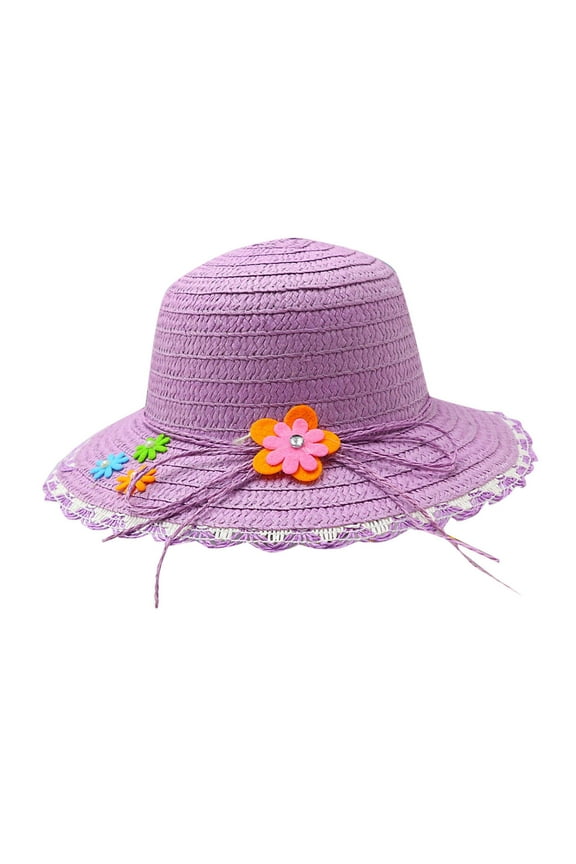 Toddler Girls Straw Sun Hat with Cute Bowknot Floppy Summer Beach Hats Sun Protection Outdoor Lightweight Hat Large Brim Sun Hat