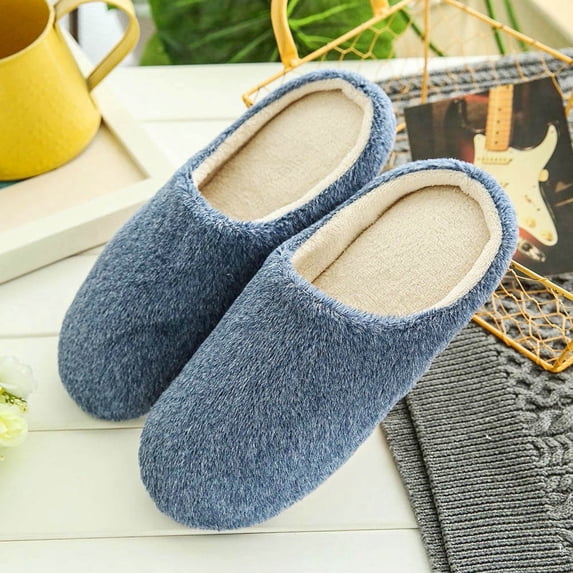 WMTBSRSW Unisex Fuzzy Slip-on Slippers Lightweight Soft Sole Bedroom House Shoes Scuff Outdoor Indoor Warm Plush Shoes