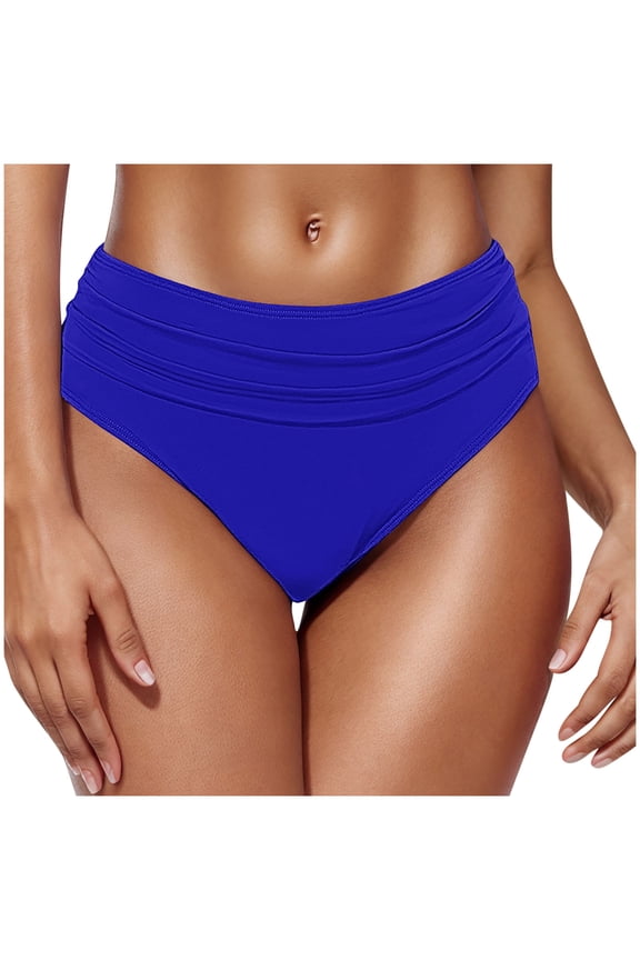 Women High Rise Bikini Bottoms Full Coverage Ruched Swimsuits Swimwear Bathing Suit Bottom Only 2025 Underwear Briefs