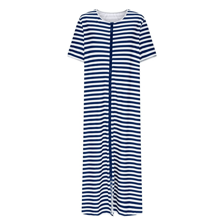 WMTBSRSW Women's Summer Dress Long Sleeve Zipper Robe Lightweight