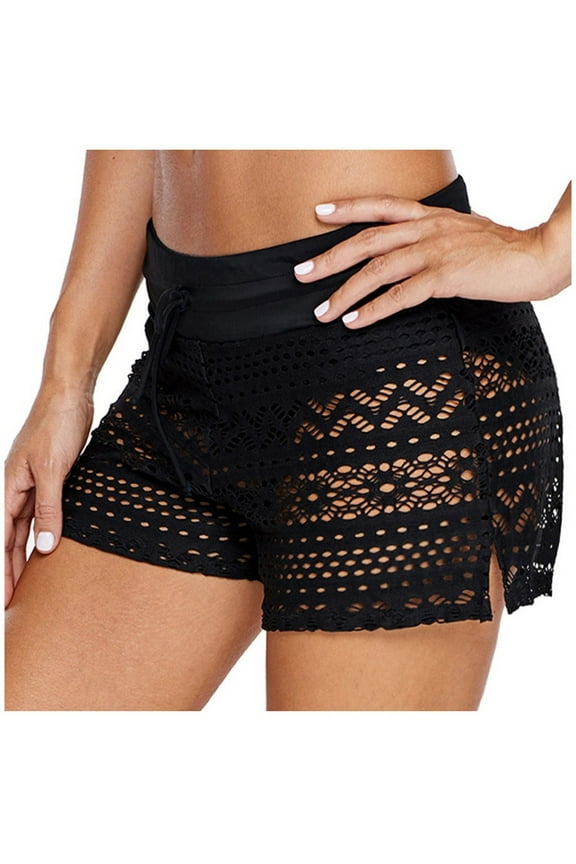 Women's Swim Shorts Plus Size Lace Crochet Swimsuit Bottom Tankini Bottoms Swimwear Bottoms Summer Beach Board Shorts