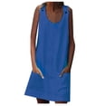 thumbnail image 1 of WMTBSRSW Plus Size Summer Dress for Women Solid Color Sleeveless Tank Dress with Pockets Casual Short A Line Dress Crewneck Sundress 2025, 1 of 8