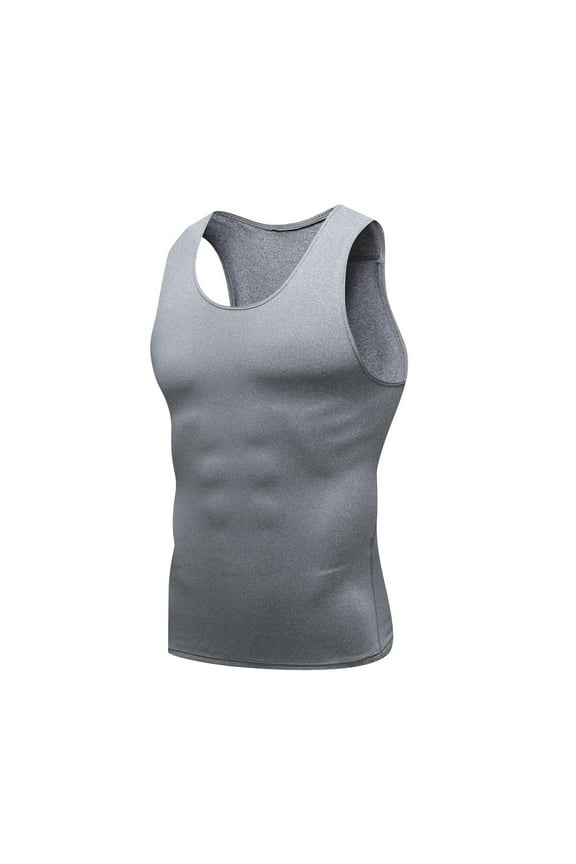 Shirt for Men Racerback Quick Dry Workout Tank Tops Slim Fit Stretchy Body Shaper Vest Abdomen Undershirts Big and Tall