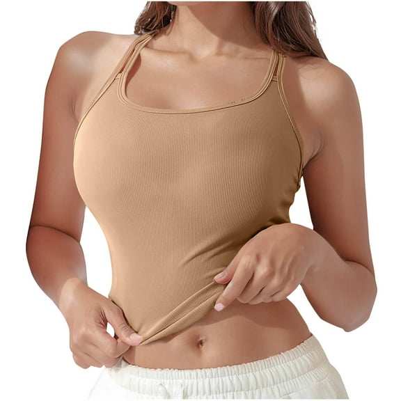 WMTBSRSW Tank Tops for Women Tummy Control Shapewear Back Criss Cross Yoga Tops Seamless Body Shaper Workout Scoop Neck Camisole Cami Tops