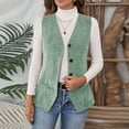 thumbnail image 1 of WMTBSRSW Corduroy Blazer Vest for Women Fashion V Neck Sleeveless Coat Lightweight Button Down Cardigan Jackets Fall Outwear Mint Green Medium, 1 of 8