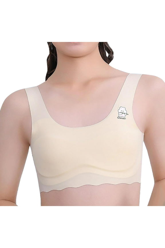 Cute Print Training Bras for Big Girls Seamless Comfort Soft Tween Bras with Padding Moisture-Wicking Crop Top 9-12 Years