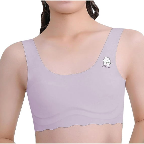 WMTBSRSW Cute Print Training Bras for Big Girls Seamless Comfort Soft Tween Bras with Padding Moisture-Wicking Crop Top 9-12 Years