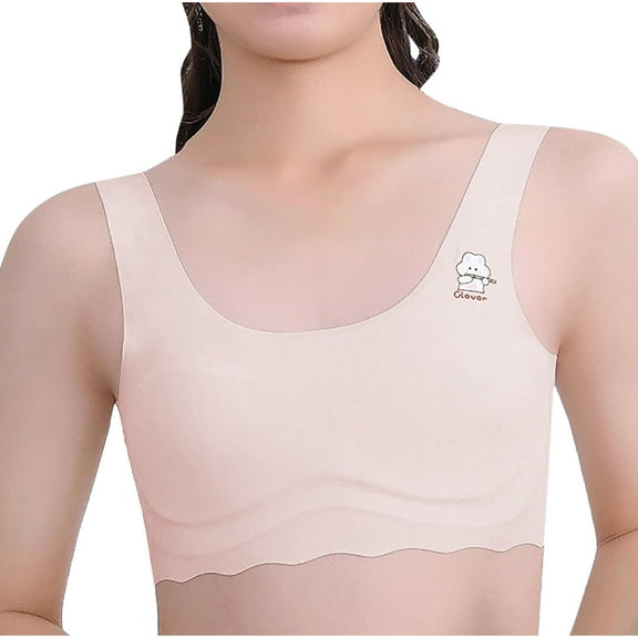 WMTBSRSW Cute Print Training Bras for Big Girls Seamless Comfort Soft Tween Bras with Padding Moisture-Wicking Crop Top 9-12 Years