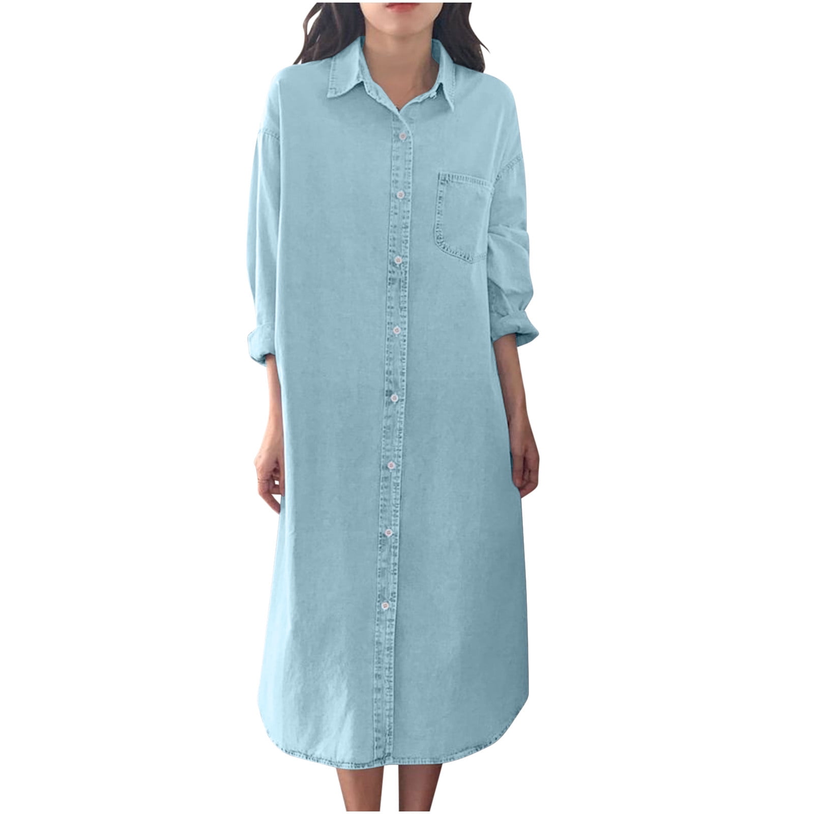 Lapel Denim Casual Dress