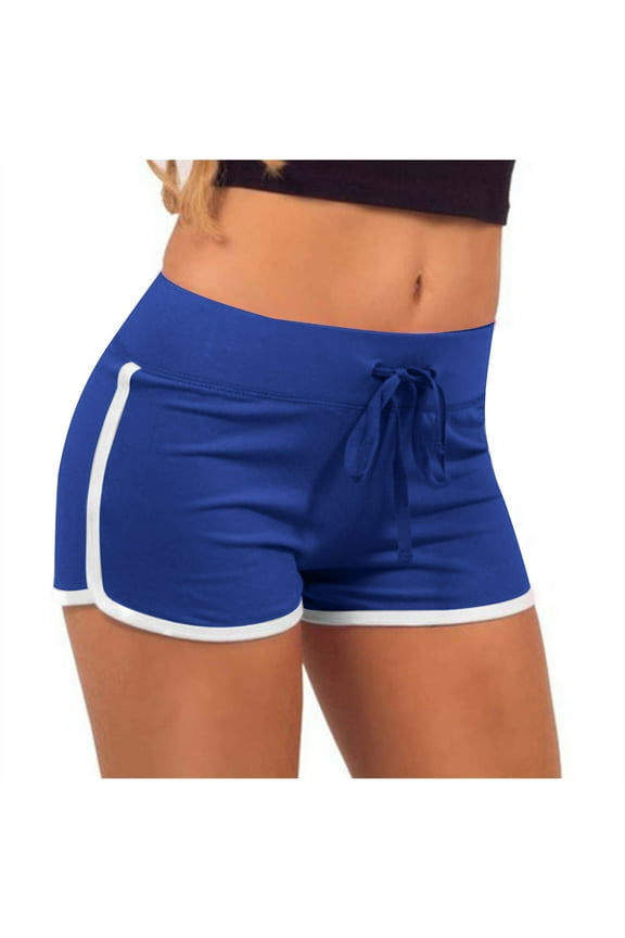 Drawstring Dolphin Shorts for Women Striped Yoga Biker Shorts Casual Summer Shorts Breathable Gym Workout Mini Shorts