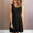 thumbnail image 1 of WMTBSRSW Dresses for Women 2024 Casual Spring Summer Casual V Neck Button Eyelet Beach Midi Dress Elegant Sleeveless Club Party Tunic Bodycon Dresses Prime Day, 1 of 9