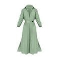 thumbnail image 1 of WMTBSRSW Dresses for Women Fall Winter Vintage Elegant Long Sleeve Lapel V Neck Dress Casual Solid Irregular Hem Button Waisted formal Maxi Shirt Dress, 1 of 6