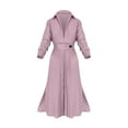 thumbnail image 1 of WMTBSRSW Dresses for Women Fall Winter Vintage Elegant Long Sleeve Lapel V Neck Dress Casual Solid Irregular Hem Button Waisted formal Maxi Shirt Dress, 1 of 5