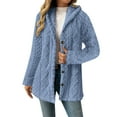 thumbnail image 1 of WMTBSRSW Fleece Jacket for Women Button Up Fuzzy Hood Jackets Casual Long Sleeve Cardigan Sweaters Lightweight Fall Outerwear Blue Large, 1 of 8