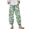 thumbnail image 1 of WMTBSRSW Floral Print Boho Capris for Women Irregular Hem Summer Casual Beach Pants Loose Comfy Wide Leg Capri Pants with Pockets, 1 of 5