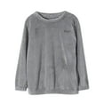 thumbnail image 1 of WMTBSRSW Fuzzy Fleece Pajamas Tops for Women Solid Long Sleeve Pullover Thermal Winter Clothes Loungewear Gray, 1 of 5