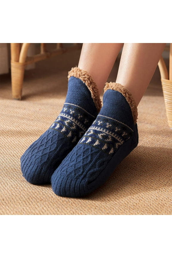 Fuzzy House Slippers Socks Winter Warm Vintage Slipper Socks Cable Knit Fluffy Soft Slipper Thick Comfy Fleece Non Slip Home Socks