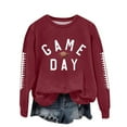 thumbnail image 1 of WMTBSRSW Game Day Sweatshirt for Women Soccer Team Fans Pullover Tops Football Season Graphic Fleece Sweatshirts Loose Casual Long Sleeve Crewneck Tops Wine XXL, 1 of 4