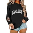 thumbnail image 1 of WMTBSRSW Game Day Sweatshirt for Women Football Sweatshirts Oversized Crewneck Long Sleeve Pullover Tops Cute Graphic Sweatshirt Black XXL, 1 of 4