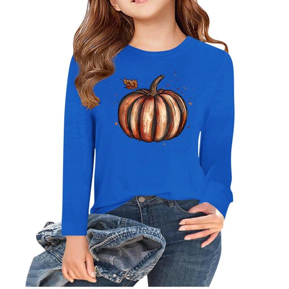 WMTBSRSW Girls 3-15 Years Holiday Tops Csaul Basic Crewneck Blouse Funny Graphic T Shirts Fall Long Sleeve Pullover