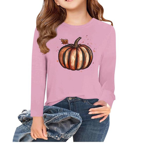 WMTBSRSW Girls 3-15 Years Holiday Tops Csaul Basic Crewneck Blouse Funny Graphic T Shirts Fall Long Sleeve Pullover