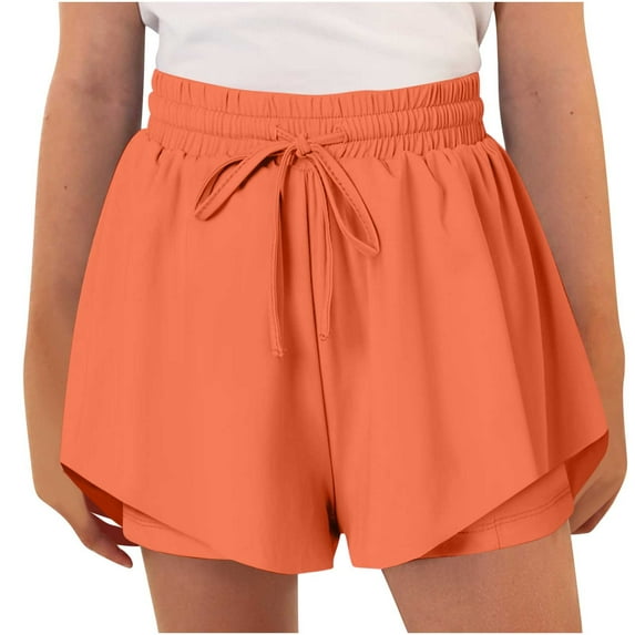 WMTBSRSW Girls Athletic Shorts High Waisted Butterfly Shorts Drawstring Outdoor Soccer Gym Shorts 2 in 1 Flowy Running Skorts for Teen Girls Youth 6-15 Years