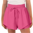 thumbnail image 1 of WMTBSRSW Girls Athletic Shorts High Waisted Butterfly Shorts Drawstring Outdoor Soccer Gym Shorts 2 in 1 Flowy Running Skorts for Teen Girls Youth 6-15 Years, 1 of 9