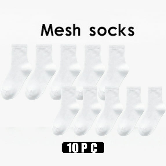 WMTBSRSW Girls Comfortable Cotton Socks (3-16 Years) 10 Pairs Cute Mid Crew Breathable Socks Soft Ruffle Edges Seamless Solid Color Casual Socks