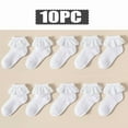 thumbnail image 1 of WMTBSRSW Girls Comfortable Cotton Socks (3-16 Years) 10 Pairs Cute Mid Crew Breathable Socks Soft Ruffle Edges Seamless Solid Color Casual Socks, 1 of 4