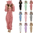 thumbnail image 1 of WMTBSRSW Girls Fleece Onesie Pajamas with Eye Mask Soft Fuzzy Sherpa Hooded Romper One Piece Winter Sleepwear Flannel Pajama Jumpsuit Loungewear Khaki 5 Years, 1 of 7