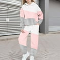 thumbnail image 1 of WMTBSRSW Girls Fleece Sweatsuit Color Block 2 Piece Sweatsuits for Teens Thermal Hoodies Sweatshirts and Jogger Sweatpants Sweat Set 12-13Years, 1 of 6