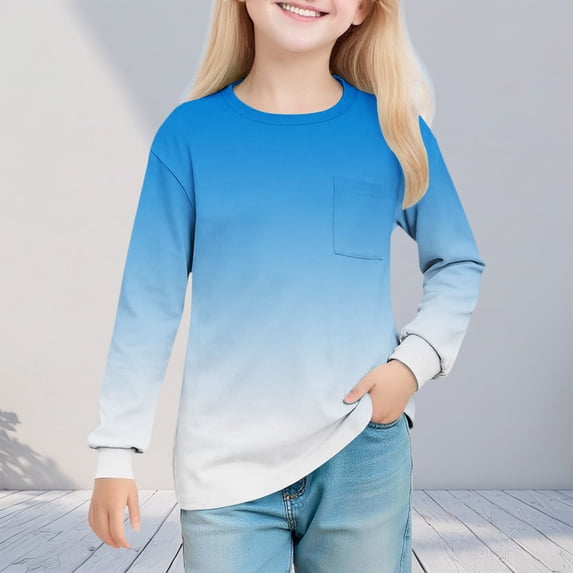 WMTBSRSW Girls Long Sleeve Shirts Crew Neck Tunic Tops Casual Shirts for Gilrs Soft Comfy Tie Dye Blouses 11 Years