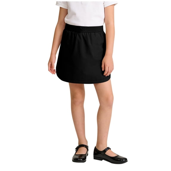 WMTBSRSW Girls School Uniform Comfy Drawstring Pull-on Scooter Skirt with Undershorts Pockets Comfy Casual High Waisted Runnning Skirts Black 140