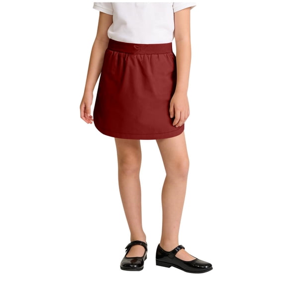 WMTBSRSW Girls School Uniform Comfy Drawstring Pull-on Scooter Skirt with Undershorts Pockets Comfy Casual High Waisted Runnning Skirts Wine 150