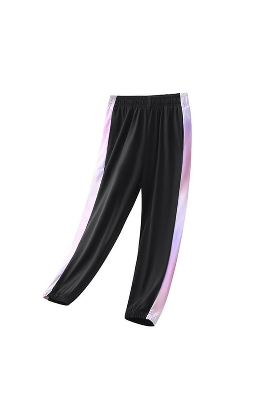 Girls Striped Sweatpants Elastic Waisted UPF 50+ Athletic Jogger Lightweight Sun Protective Summer Quick-Dry Outdoor Sports Pants for Teens 6-16 Years
