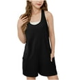 thumbnail image 1 of WMTBSRSW Girls Summer Jmupsuit Shorts Solid Sleeveless Casual Romper Shorts Comfy Wide Leg Jumpsuit with Pockets 4-15 Years, 1 of 8