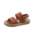 thumbnail image 1 of WMTBSRSW Girls Toddler Sandals Vintage Knit Open Toe Flat Sandals Adjustable Straps Summer Beach Shoes for Kids 2-14 Years, 1 of 5