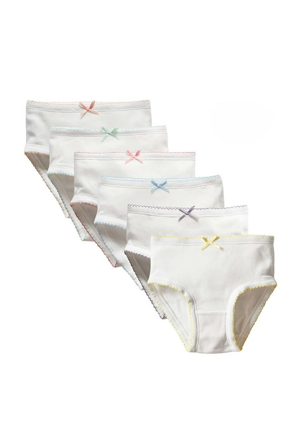 Girls' Underwear Soft Cotton Panties Solid White Breathable Kids Girls Underwear Pure Cotton Undies 6 Pack