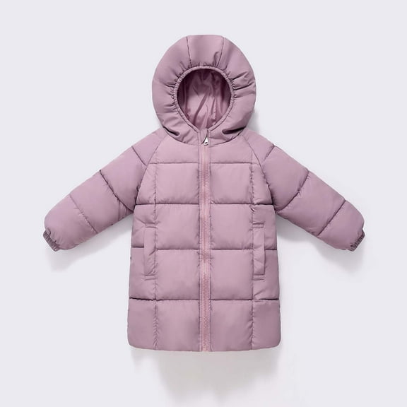 WMTBSRSW Heavyweight Puffer Jacket for GirlsThick Long Padded Down Jacket Windbreaker Hooded Winter Coat Warm Parka Outerwear 8-9Years
