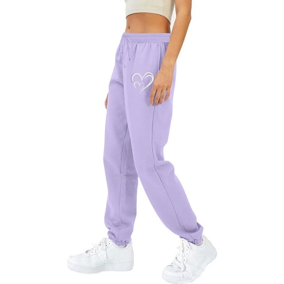 WMTBSRSW High Waisted Jogger Sweatpants Cute Love Heart Print Running Yoga Workout Sweat Pants Casual Drawstring Loung Pants Cinch Bottom