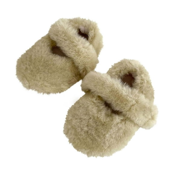 WMTBSRSW Infrany Baby Plush Soft Sole Shoes Cozy Fuzzy Fleece PU Leather Shoes Winter Warm House Shoes Casual Solid Shoes