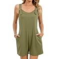 thumbnail image 1 of WMTBSRSW Jumpsuits for Women Summer V Back Short Overalls Casual Sleeveless Adjustable Loose Rompers with Pockets Army Green Medium, 1 of 7