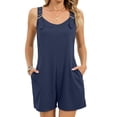thumbnail image 1 of WMTBSRSW Jumpsuits for Women Summer V Back Short Overalls Casual Sleeveless Adjustable Loose Rompers with Pockets Navy Small, 1 of 7